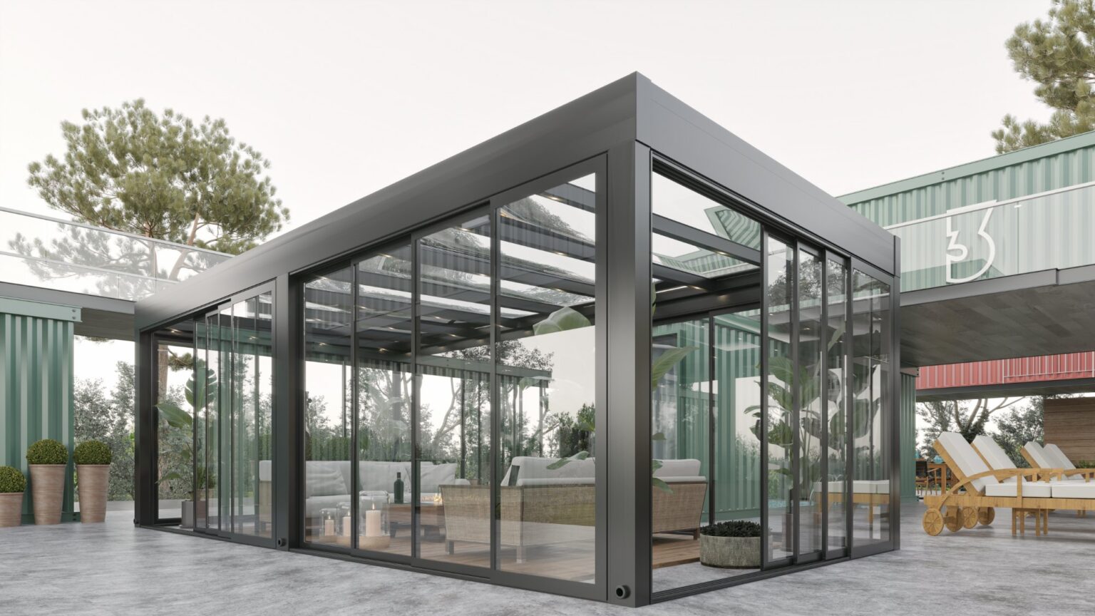 CUBE Glasüberdachung ohne Dachneigung