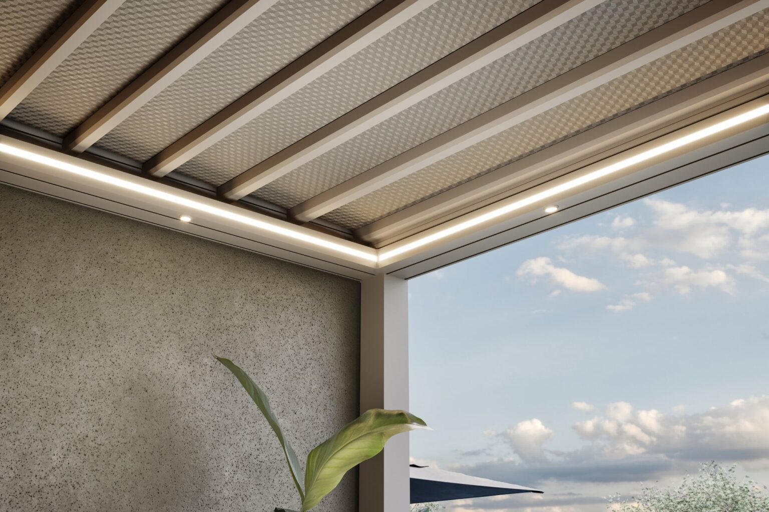 SKY NET Flachpergola mit LED-Beleuchtung